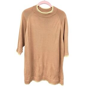 Mens Vintage 60s Knit Shirt Size L Camel Rockabilly Prep Surf Beach Indie Grunge